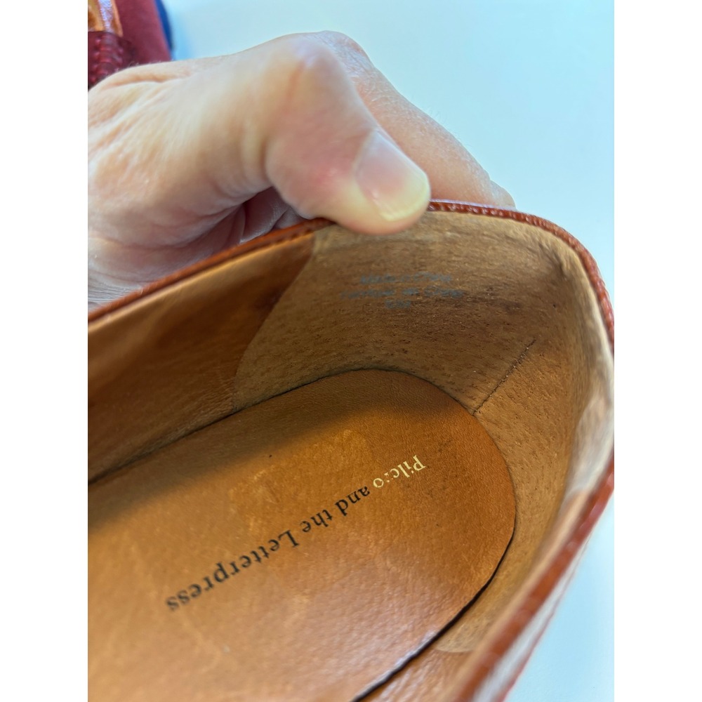 Pilcro and the Letterpress Wedge Loafers Burgundy Orange Navy 9.5 Suede Platform - Picture 9 of 10